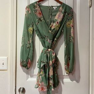 love fire floral wrap dress